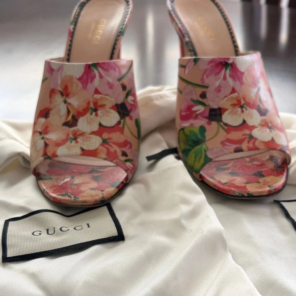 Gucci Pink Floral Open-Back Mules - Picture 2 of 7